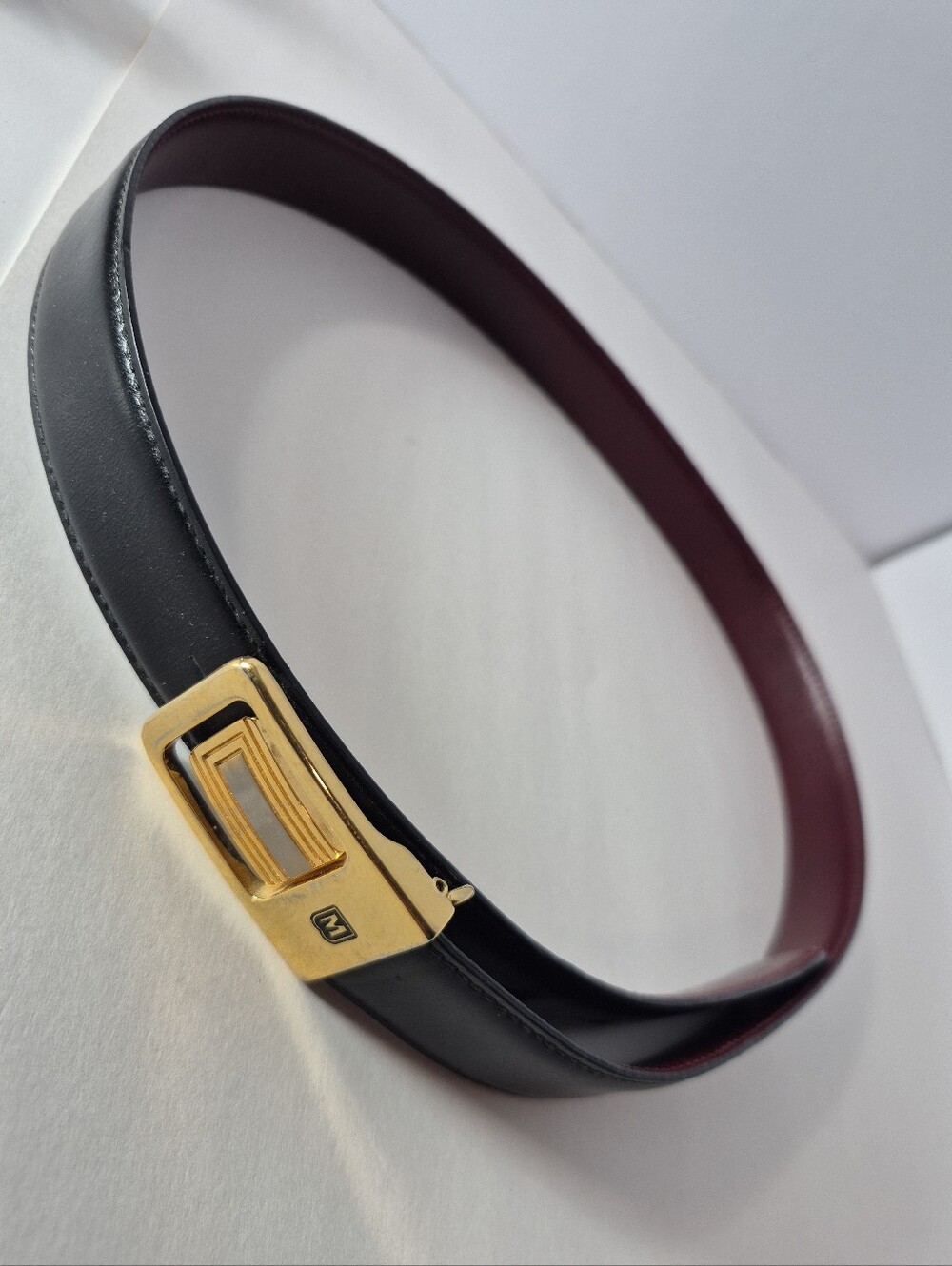 Bruno Magli Mens Black Leather Belt Sz 34/85 Made In Italy